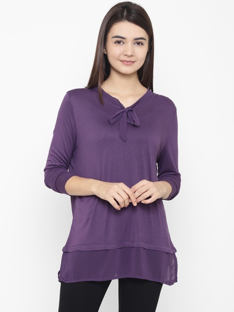 

OVS Women Purple Solid Top