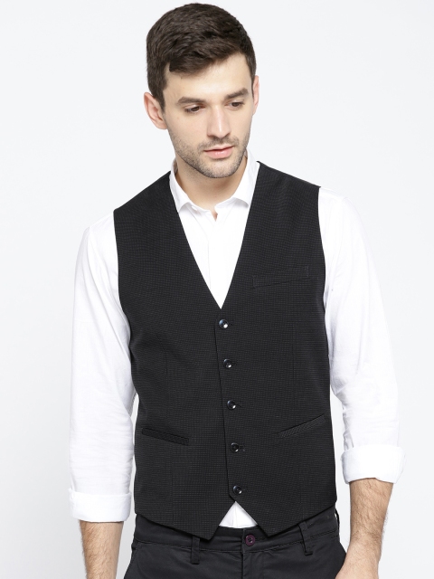 

OVS Men Navy Blue Slim Fit Woven Design Waistcoat