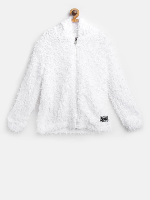 

OVS Girls White Fuzzy Hooded Tailored Jacket