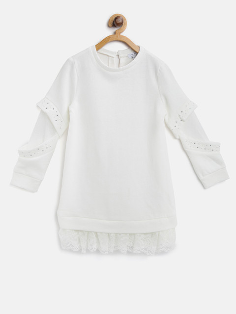 

OVS Girls White Solid T-shirt Dress