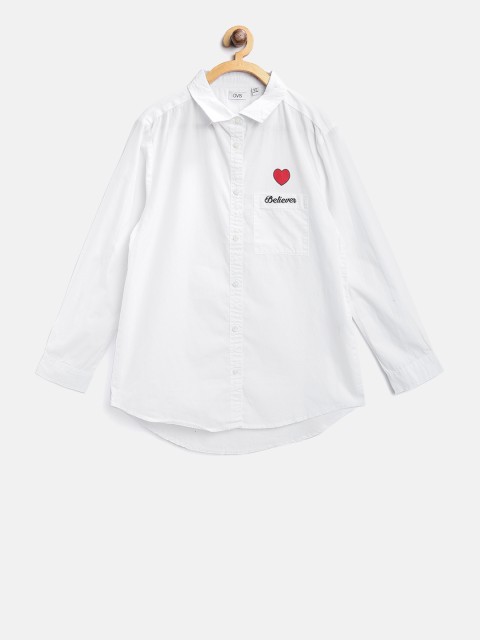 

OVS Girls White Regular Fit Solid Casual Shirt