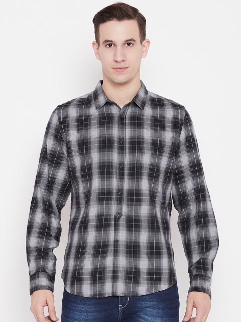 

OVS Men Black & Grey Regular Fit Checked Casual Shirt