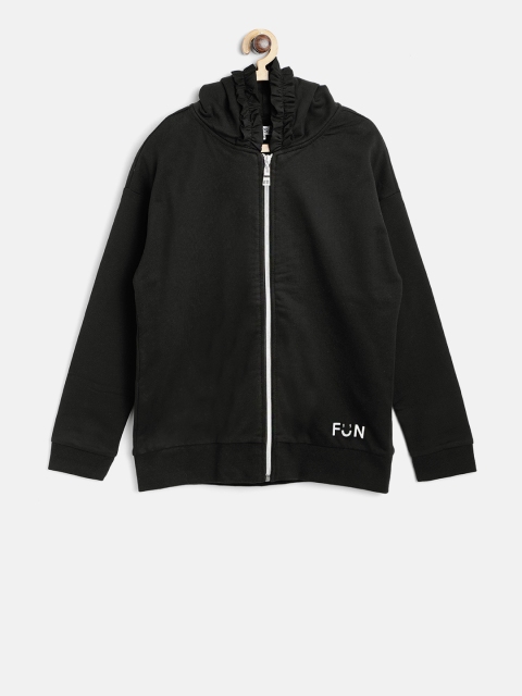

OVS Girls Black Solid Hooded Sweatshirt