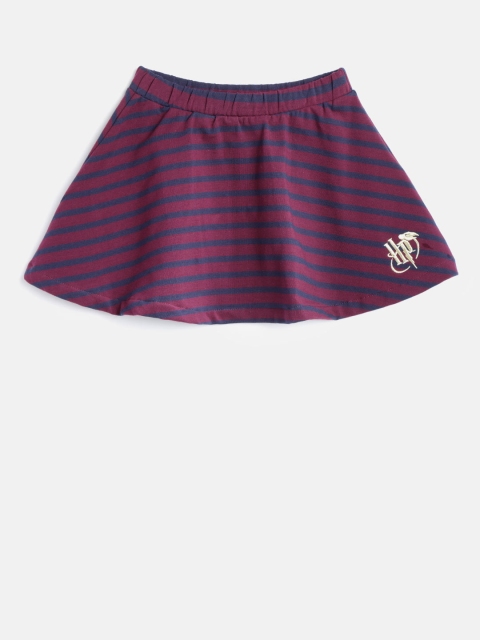 

OVS Girls Burgundy & Navy Striped Flared Skirt