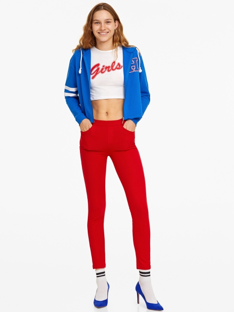 

OVS Women Blue Solid Hooded Sweatshirt
