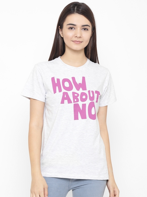 

OVS Women White Printed Round Neck T-shirt