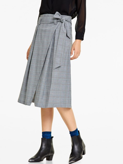 

OVS Women Black & White Checked Midi Wrap Skirt