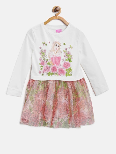 

OVS Girls White & Pink Floral Print Fit & Flare Dress