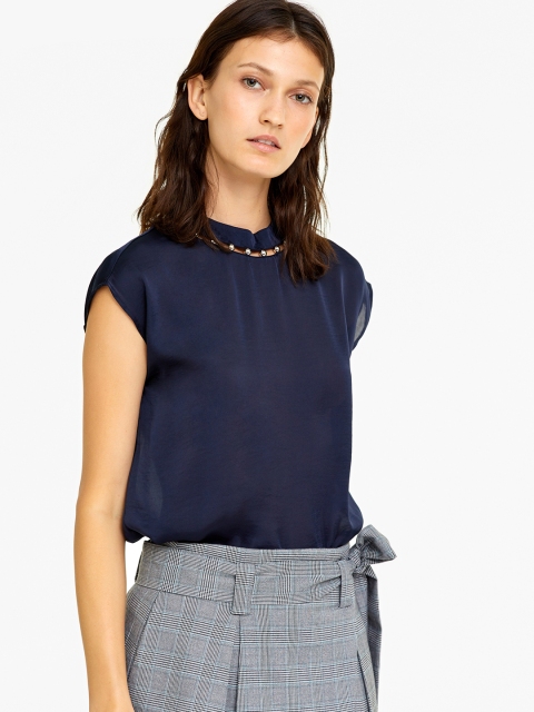 

OVS Women Navy Blue Solid Top