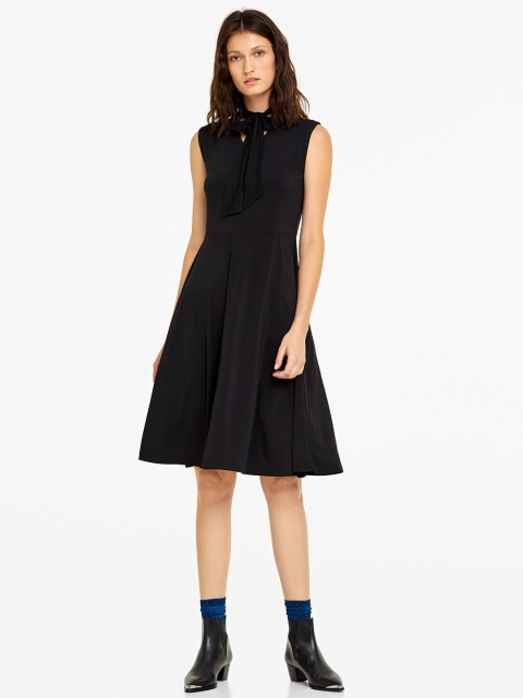 

OVS Women Black Solid Fit and Flare Dress
