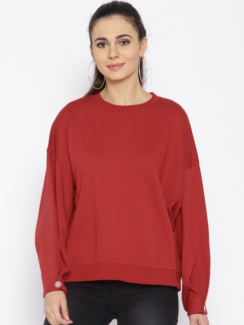 

OVS Women Red Solid Sweatshirt