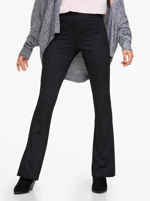 

OVS Women Black Regular Fit Self-Striped Trousers