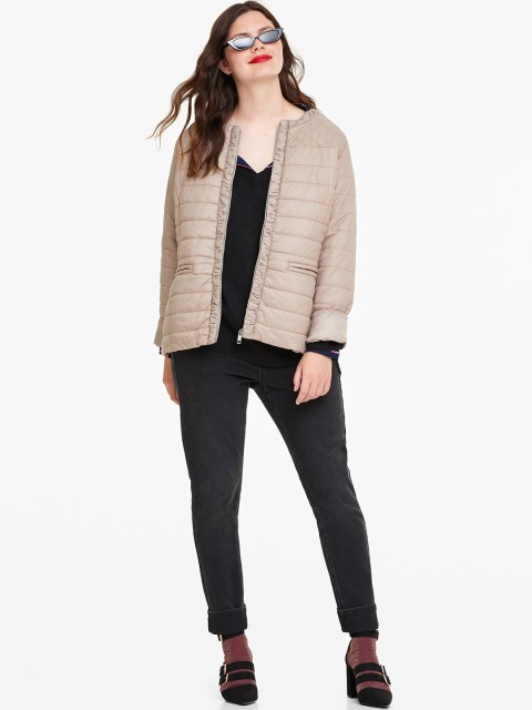 

OVS Women Beige Solid Padded Jacket