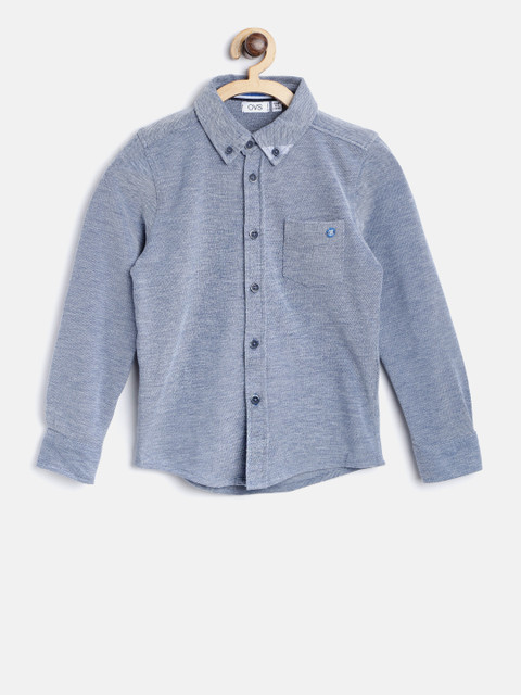 

OVS Boys Blue Regular Fit Solid Casual Shirt