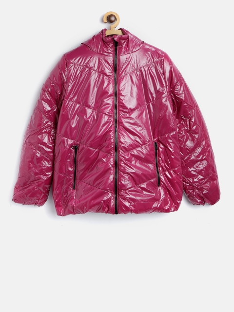 

OVS Girls Magenta Solid Hooded Padded Jacket