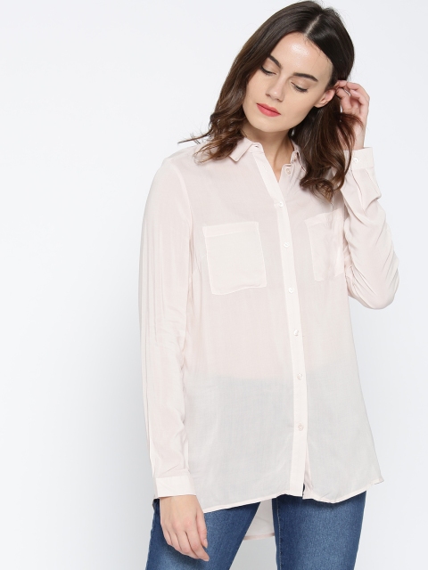 

OVS Women Peach-Coloured Regular Fit Semi Sheer Solid Casual Shirt