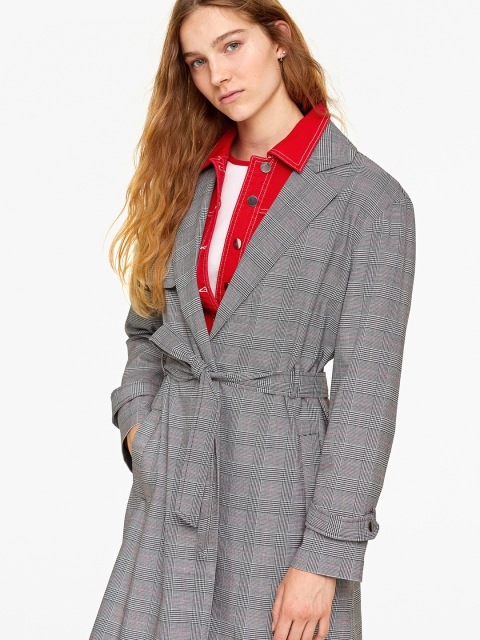

OVS Women Grey & Black Checked Duster Jacket