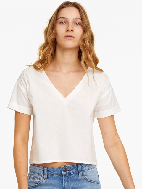 

OVS Women White Solid Crop Top