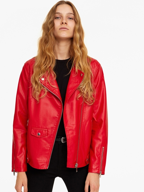 

OVS Women Red Solid Biker Jacket