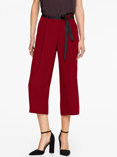 

OVS Women Maroon Regular Fit Solid Culottes