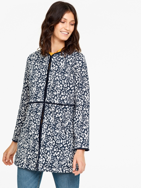 

OVS Women Navy & White Patterned Open Front Jacket, Navy blue