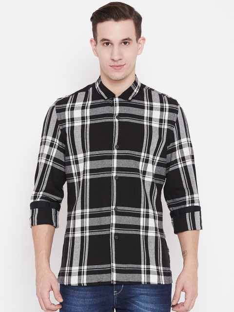 

OVS Men Black & White Slim Fit Checked Casual Shirt