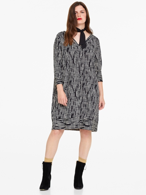 

OVS Women Black & Off-White Printed A-Line Dress