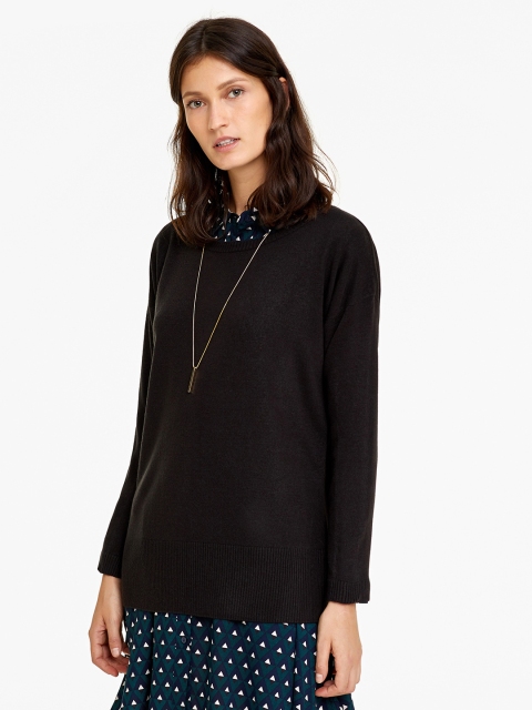 

OVS Women Black Solid Pullover