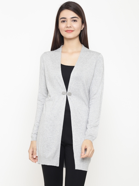 

OVS Women Grey Melange Solid Front-Open Sweater