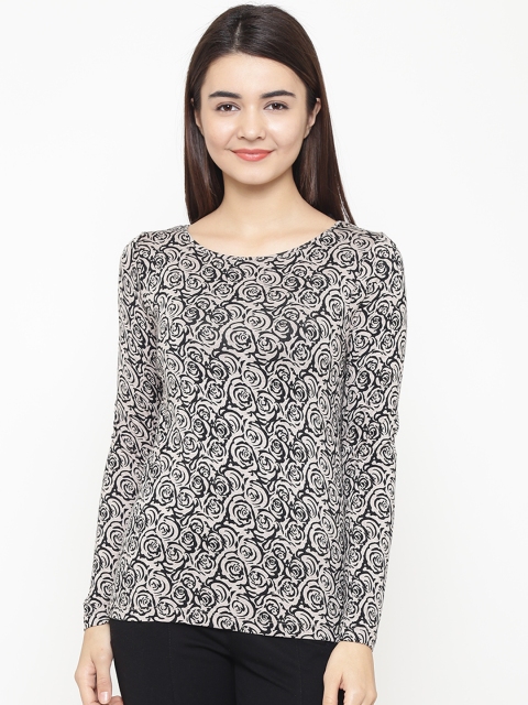 

OVS Women Beige & Black Printed Top