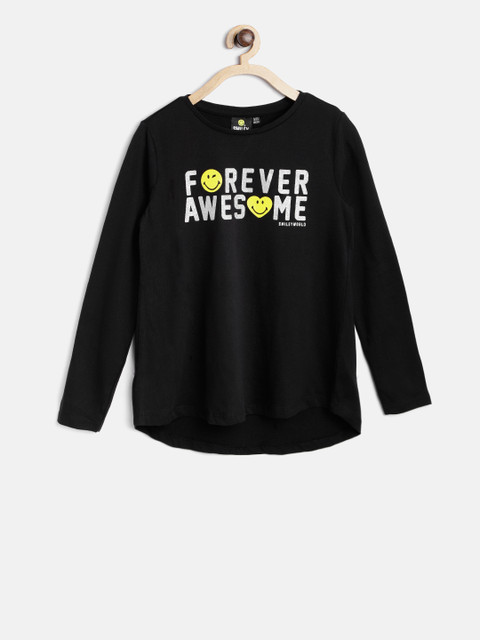 

OVS Girls Black Printed High-Low Top