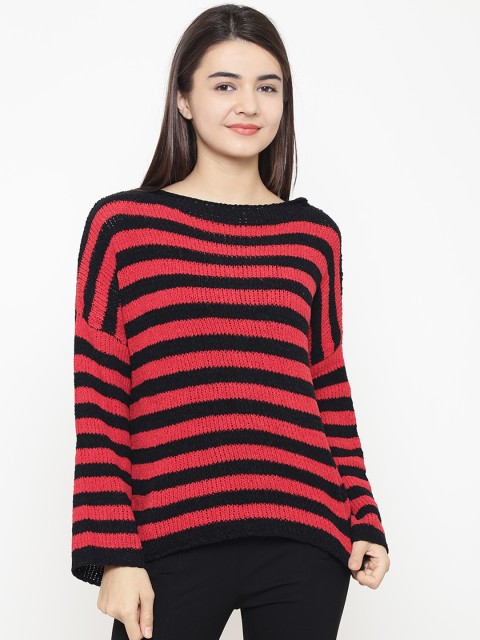 

OVS Women Red & Black Striped Pullover
