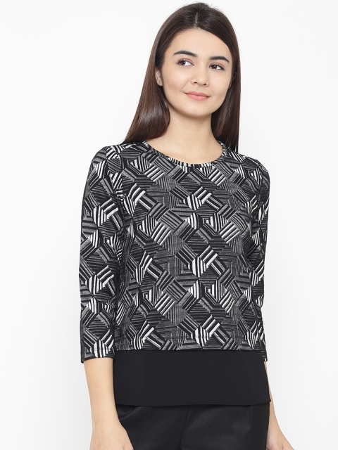 

OVS Women Black & White Self-Design Layered Top