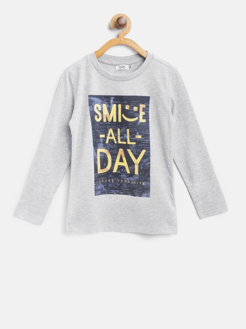 

OVS Boys Grey Melange Printed Round Neck T-shirt