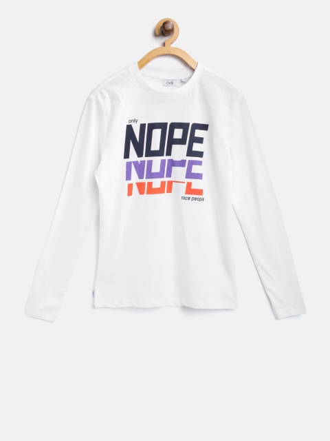 

OVS Boys White Printed Round Neck T-shirt