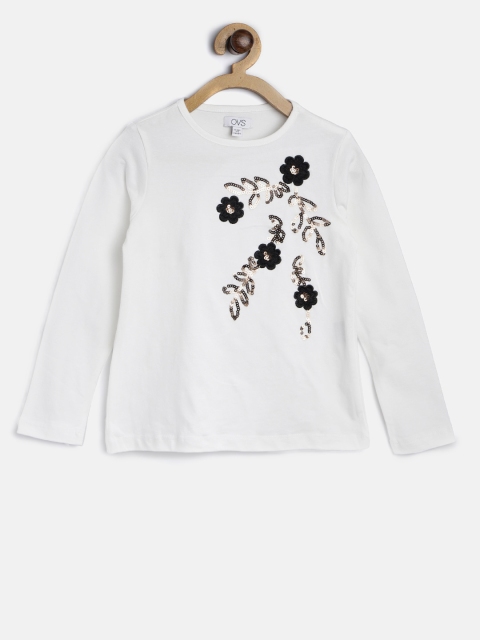 

OVS Girls Off-White Sequinned Top