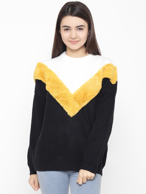 

OVS Women Black & White Colourblocked Pullover