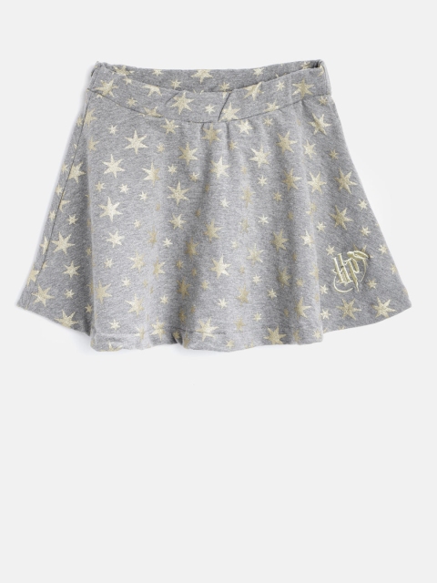 

OVS Girls Grey-Melange Printed A-line Skirt