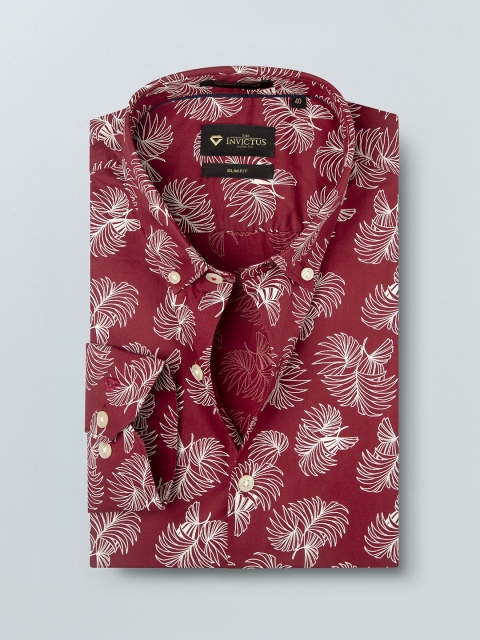 

INVICTUS Men Maroon & White Slim Fit Printed Semiformal Shirt