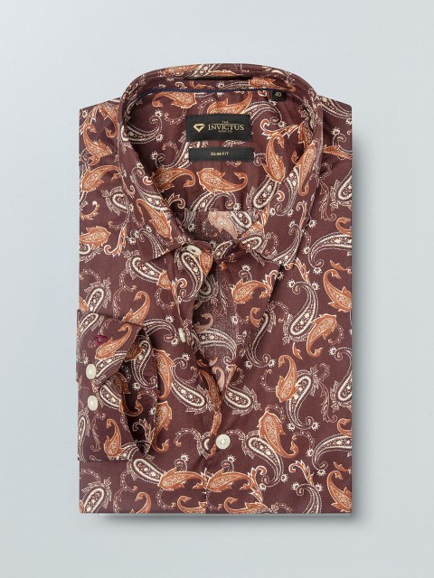 

INVICTUS Men Brown Slim Fit Printed Semiformal Shirt