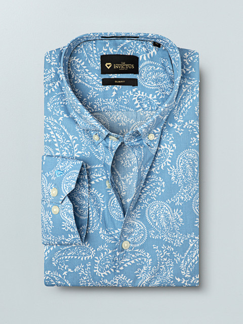 

INVICTUS Men Blue & White Slim Fit Paisley Printed Smart Casual Shirt