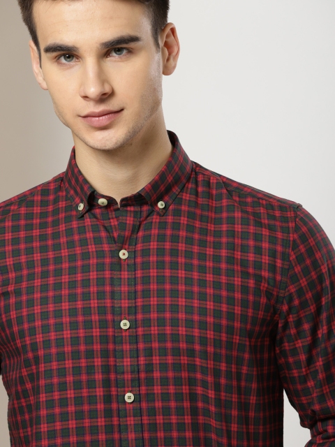 

INVICTUS Men Red & Olive Green Slim Fit Checked Casual Shirt