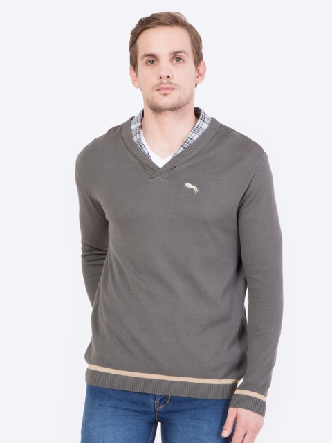 

JUMP USA Men Grey Solid Pullover