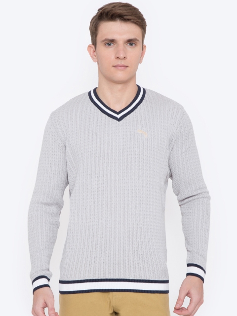 

JUMP USA Men Grey Self Design Pullover