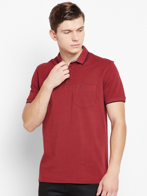 

Crimsoune Club Men Red Solid Polo Collar T-shirt