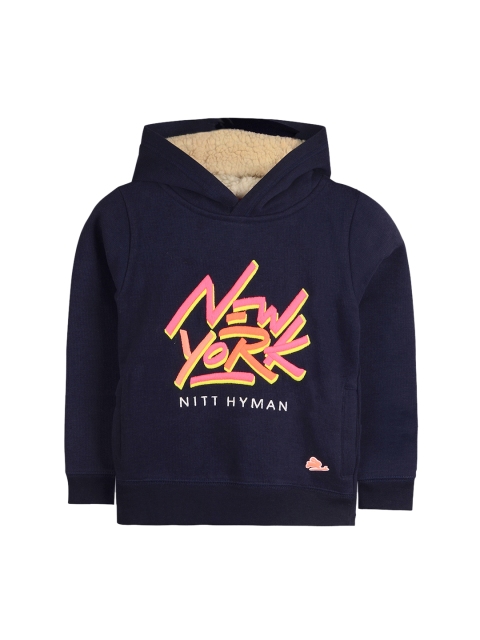 

Cherry Crumble Unisex Navy Blue Printed Hooded Sweatshirt