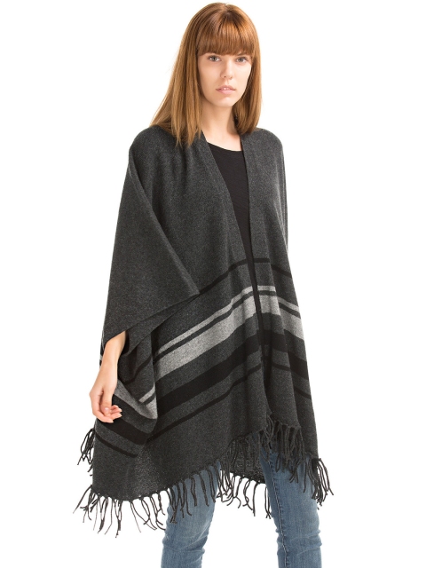 

GAP Women Fringe Poncho, Grey