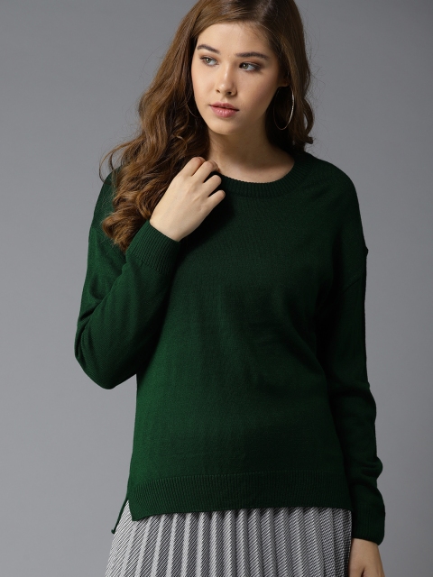 

HERE&NOW Women Green Solid Pullover