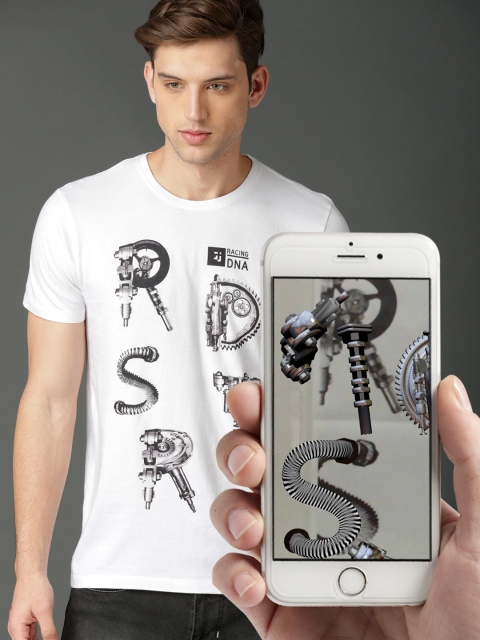 

Roadster Men White Augmented Reality Print T-shirt