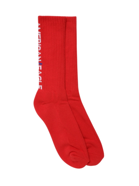

AMERICAN EAGLE OUTFITTERS Men Red Self Design Crew Socks